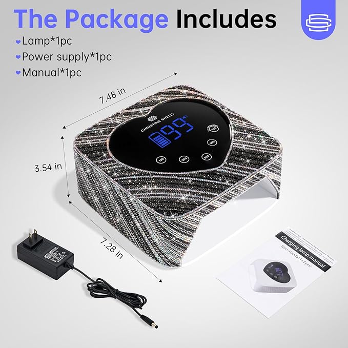 UV LED Nail Lamp 72W Rechargeable Sparkly Nail Dryer Gel Polish Light with 5 Timer Setting Professional Quick Dry Curing Lamp with Display Auto Sensor for Salon & Home