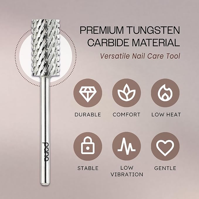 PANA 3/32" Large Barrel Flat Top Silver Carbide Nail Drill Bit for Manicure, Pedicure and Acrylics (Grit: 2X Extra Coarse - 2XC, 1pc)