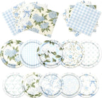 60Pcs Floral Plates and Napkins-Blue White Party Supplies Vintage Flower Tea by CMUSKO