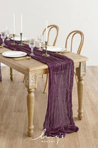 Ling's Moment Deep Purple Gauze Cheesecloth Table Runner, 14FT | Purple Sheer - Image 2