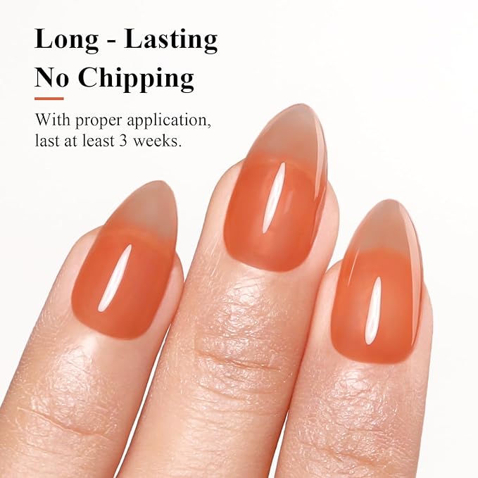 Imtiti Jelly Gel Polish, 15ML Sheer Orange Jelly Gel Nail Polish Translucent Spring Summer Nail Gel Polish LED UV Gel Nail Polish for Nail Art DIY Manicure