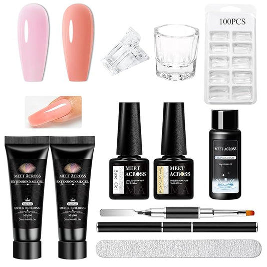 MEET ACROSS Poly Nail Gel 10Pcs Nail Extension Gel Set and Nail Extension Starter Kit for Beginners Nail Art DIY Home Gifts for Women (SET-5, 10pcs)