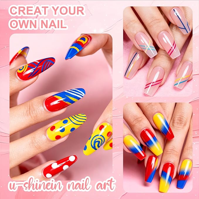 Omber Painting Nail Gel Kit, 8 Multi-functional Bright Colorful Gradient Gel Nail Polish for Pigment Pat Set, Painting White&Black Gel French Manicure No-wipe Soak of UV DIY Nail Art