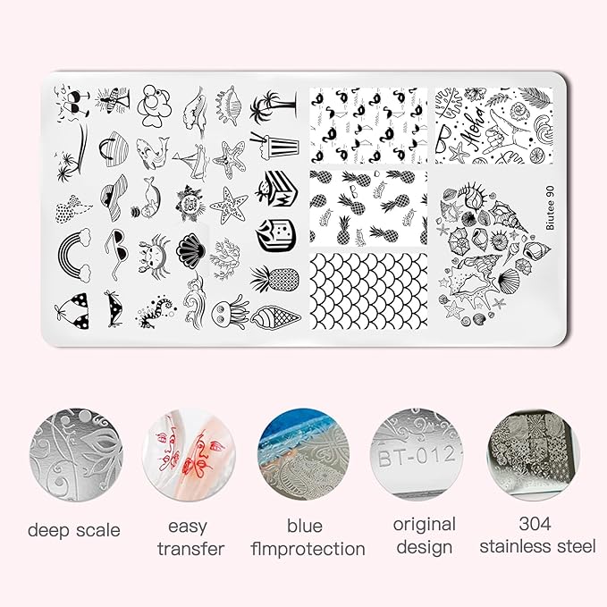 Biutee Nail Stamping Plates 8PCS Nail Stamping Polish Gel and Nail Stamper Kit 10 PCS Nail Art Stamper Plates, French Flower Leaves Animal Lace Halloween Design (10 PCS Plates With 8 PCS Gel)