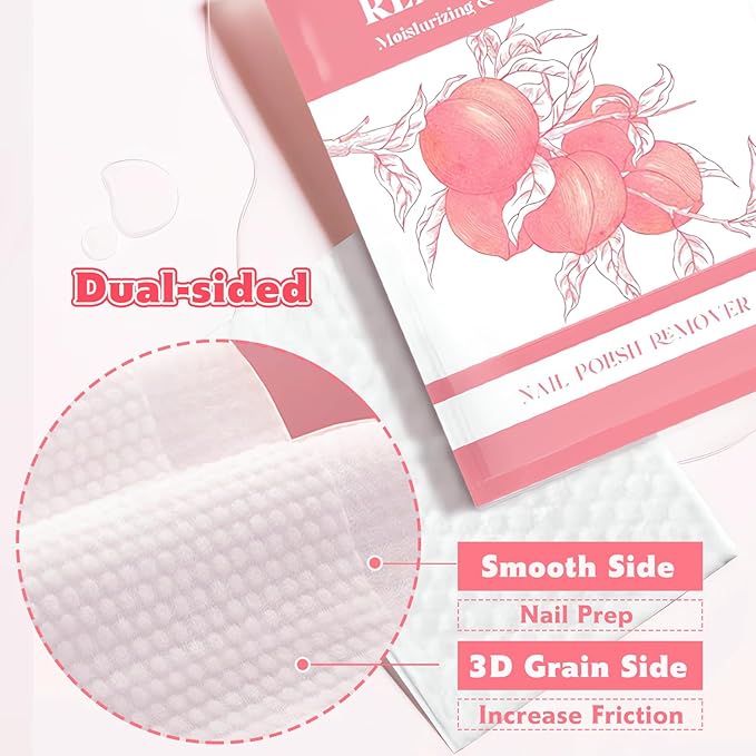 60PCS Nail Polish Remover Pads Nail Polish Remover Wipes 4” X 5.5” Large Size Acetone Pads Quickly Remove Nail Polish Travel-Friendly Individually Wrapped Moisturizing Wet Wipes For Nails