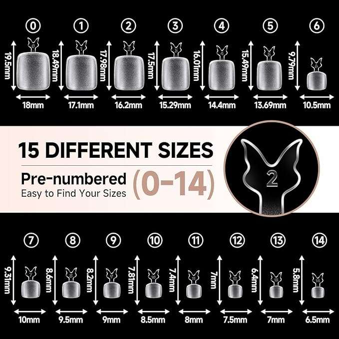 UNA GELLA Toe Nail Tips 504Pcs - Full Cover Matte Squavol Toe Nails Soft Gel Pre-file Gel Toe Nail Tips For Toe Nail Extensions Home DIY Nail Salon Soak Off 15 Sizes
