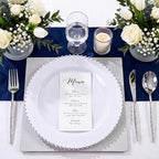 100Pcs White Plastic Dinner Plates Beaded Silver Plastic Plate Set | Heavy Duty - Image 4