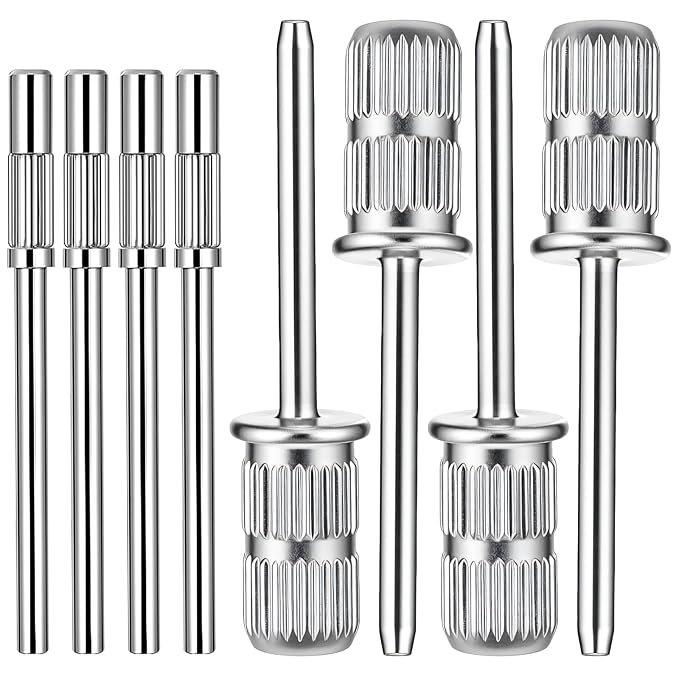 8 PCS Mandrel Nail Drill Bits, Mini Mandrel Nail Bit, Sanding Bands for Drill Shaft 0.12 Inch & 0.23 Inch Small Sanding Bands Bits for Electric File Machine Manicure Accessory