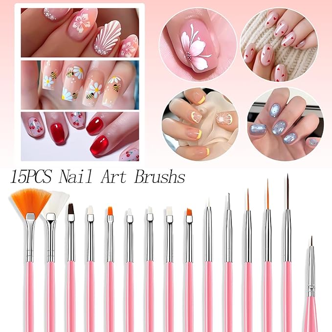 Nail Art Tools 73-pieces Set, Nail Brushes For Nail Art, Resin Agate Stone Nail Art Palette, Dual-ended Silicone Carving Pen Dotting Pen Tools, False Nail Display Tips Nails Art Kit for Nail Design