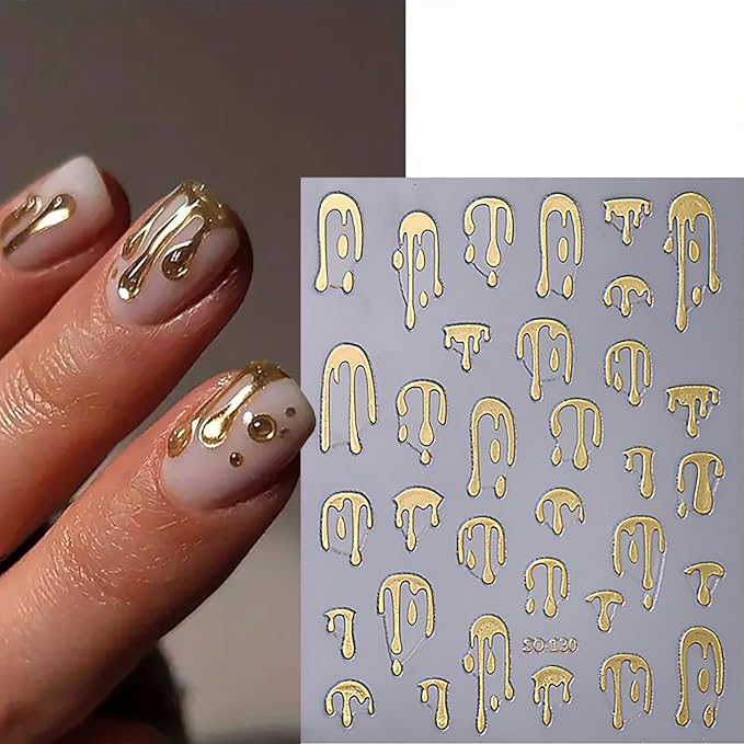 8Pcs Halloween Nail Stickers Colorful Bloody Nail Art Stickers 3D Self Adhesive Nail Decals Blood Drop Design Halloween Nail Decorations DIY Manicure Supplies for Women Girls Nails Accessories