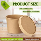 Fulmoon 100 Pack Paper Soup Containers - Image 2