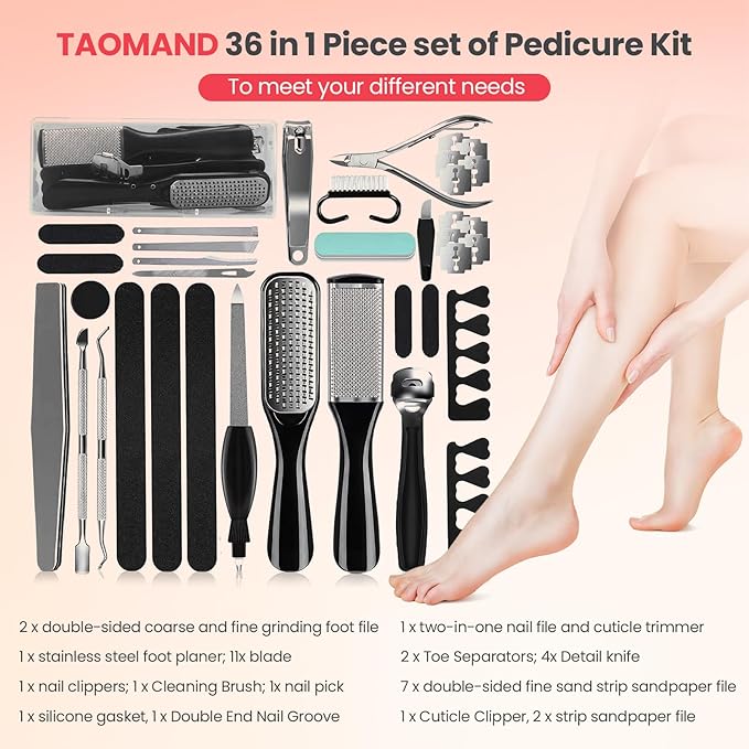Electric Foot Callus Remover with 36 in 1 Pedicure Kit | Adjustable Speed | Mini Portable | 60 Pcs Sandpaper Discs | Professional Electric Callus Remover for Feet for Dead Skin and Calluses
