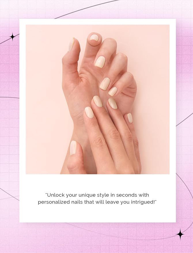 MelodySusie 30PCS Semi Cured Gel Nail Strips, Beige, Salon Quality, Long Lasting, Easy Apply & Remove, Includes 2 Prep Pads, Nail File & Wooden Stick