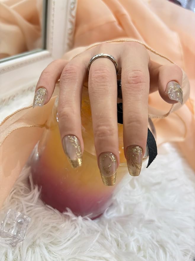 New Chinese Style Nail Stickers - Gold Foil Glitter Golden Branches Jade Leaves Design, Self-Adhesive Nail Art Decals A Set of 1 Sheets