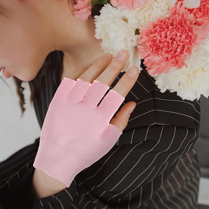 Healifty Moisturizing Fingerless Gloves for Dry Hands, Gel Infused with Jojoba Seed Oil, Olive Oil and Vitamin E, Overnight Hand Spa Moisturizer