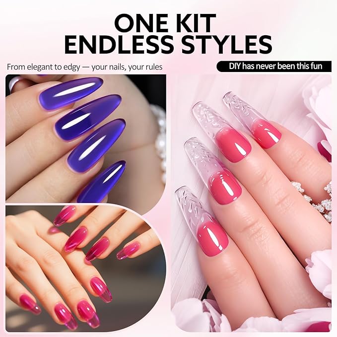 VENALISA Gel Nail Polish Set, 5 Colors 10ML Gel Polish Kit Orange Purple Pink Color Soak Off Salon Manicure DIY at Home Nail Art For Girls Women