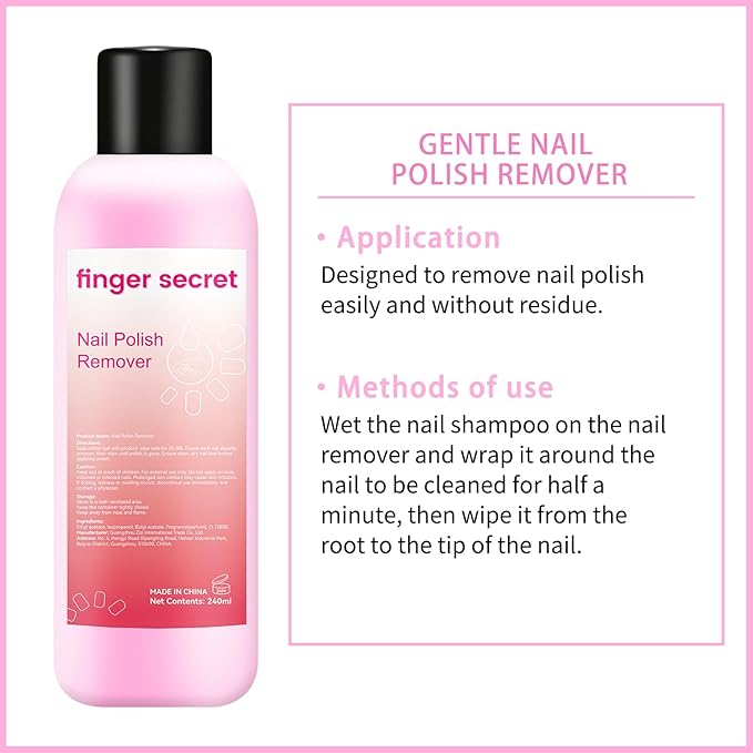 Nail Polish Remover, finger secret Nail Remover Polish 240ml,Gel Nail Remover Polish,Professional Gel Polish Remover for Nails Quickly & Easily & Effectively Remove Gel Polish