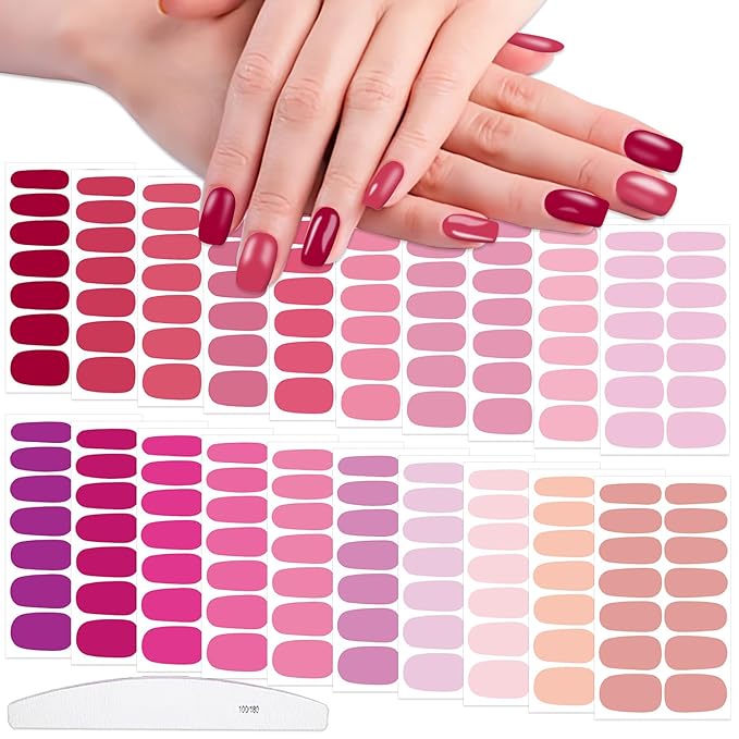 WOKOTO 20 Sheets 440 Pieces Toe Nail Polish Stickers Full Wraps for Women, Solid Nail Polish Strips for Toe Nails, Stick On Nails for Women Gel Nail Strips DIY Nail Art Stickers