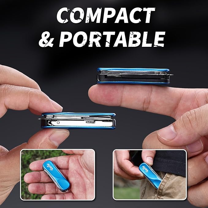 OUTU Keychain Nail Clippers Multitool, 7 in 1 EDC Utility Tool with Nail Clipper, Scissors, Manicure Sets Gifts for Him Men Husband Dad Boyfriend (Blue)