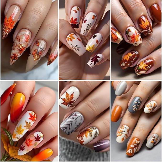 1Box Colorful Leaves Nail Art Flakes 3D Autumn Maple Leaf Wood Chip Slices Designs Nail Sequins Thanksgiving Glitter Nail Flakes Cute Leaf Maple Leaves Nail Sequin for Women DIY Manicure Crafts Decor