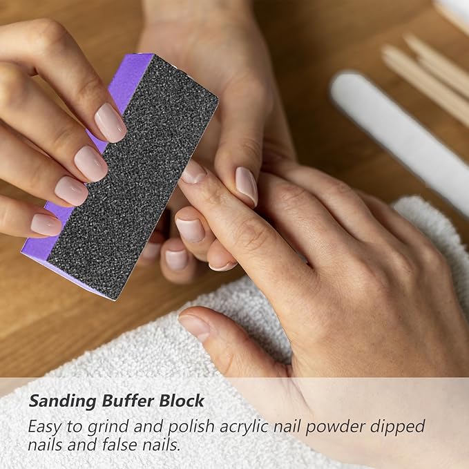 SKYPIA 4 Pack Black Nail File 100/180 Grit and Purple 3 Sided Buffer Block Set