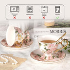 KAMMAK Tea Cups and Saucers Set of 2, Fine Bone China Coffee Cups, NX025 | - Image 8