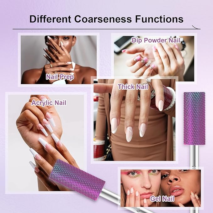 3/32" Small 5.35MM Barrel Bit Tungsten Carbide Nail Drill Bit Safety Bit for Gel & Acrylic Removal, 2- Way Rotating Efile Tip, Salon Electric File Accessory (XF Girt, Purple)