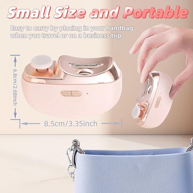 Electric Nail Clippers,2025 Upgraded 3 in 1 Automatic Electric Nail Clipper Trimmer with Polishing for Fingers and Toes with 2 Adjustable Speeds for Seniors,Adults,Women-Pink