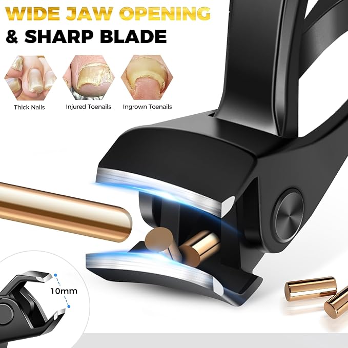 Toenail Clippers for Seniors Thick Toenails, Stocking Stuffers for Men 2025 Heavy Duty Large Toe Nail Clippers, Slanted Curved Blade Ingrown Toenail Clippers