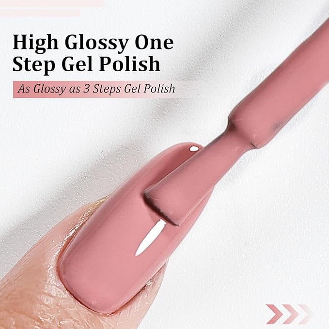JODSONE Pink Gel Polish Top Base Coat,16.5ml 3-in-1 One Step Gel Polish,Base Color Top Gel in One, Save Time,Long Lasting