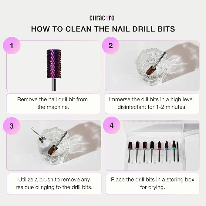 Curacoro Nail Drill Bits 3/32'' - Safe Smooth Stop Large Barrel Carbide Bit (Fine), Gently Bits for Removal & Nail Enhancement, for Nail Beds, Nail Art Pedicure Manicure Salon & Home