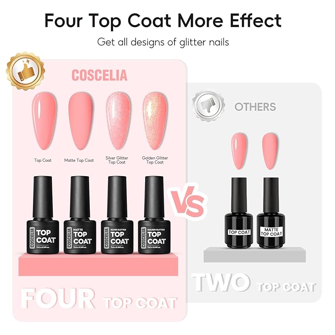 COSCELIA 40PCS Gel Nail Polish Set, 7ml 35 Colors Gel Polish with 5pcs Top and Base Coat Nude White Pink Red Green Blue Fall Colors All Seasons Nail Art Manicure Starter Kit at Home Gifts for Women