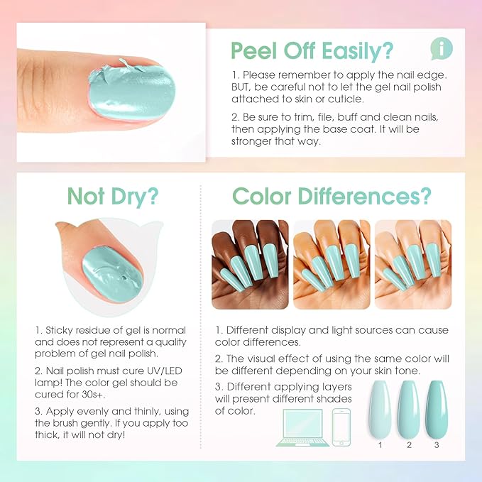 ROSALIND 18PCS Gel Nail Polish Set with Base Top Coat (Glossy Matte and Glitter),14 Pcs Pastel Bright Colors Gel Polish Set Macaron Colors Soak Off Nail Polish Gel Nails Art for Women