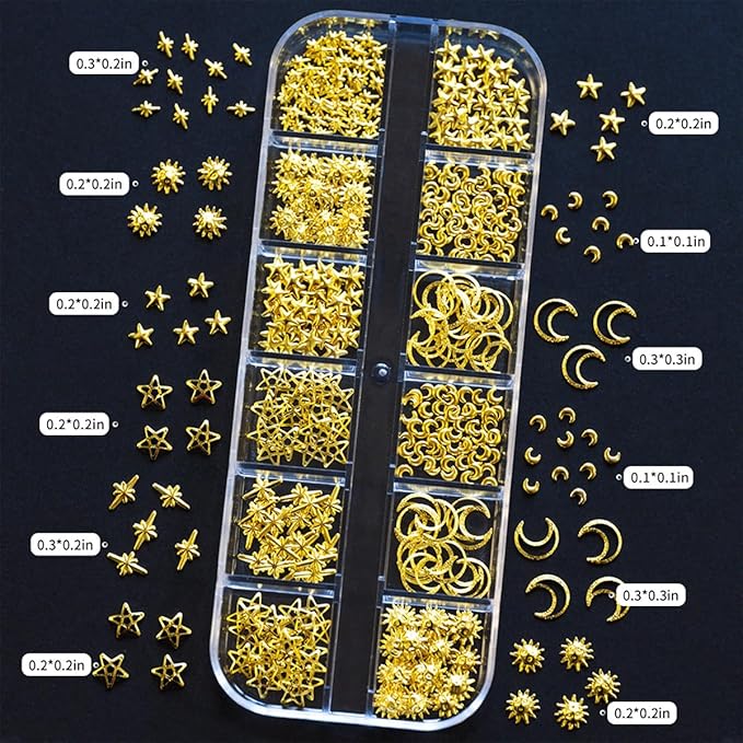 30 Sheets Gold Nail Art Sticker 3D Self-Adhesive Gold Star Moon Heart Line Nail Decals with 3D Nail Art Metal Charms Gold Metal Nail Art Design Nail Supplies for Women Manicure Kit Nail Art Decoration