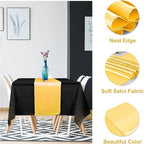 24Pack Disposable Plastic Tablecloths and Satin Table Runner Set Black Gold Dot - Image 3