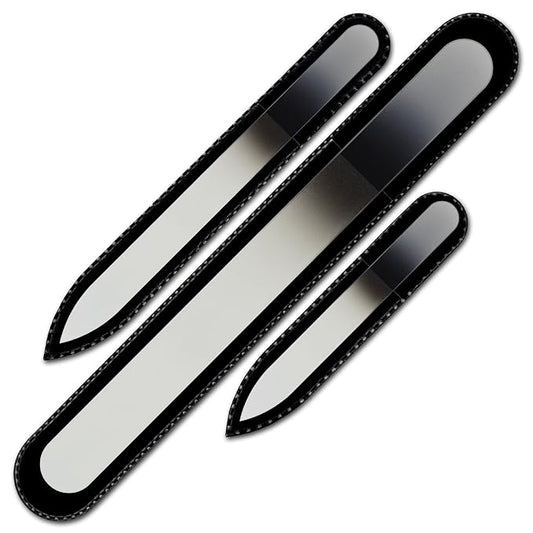 Mont Bleu 3-Piece Glass Nail File Set - Medium Grit - Handmade in Czech Republic