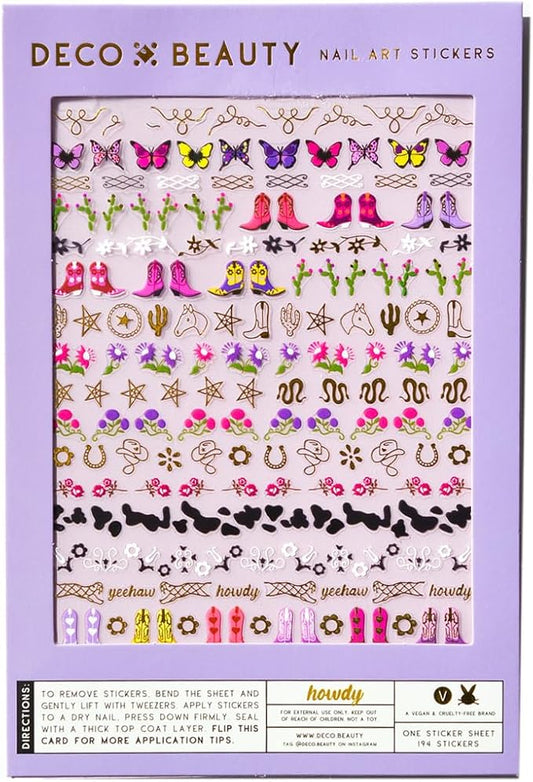 Deco Beauty Howdy Nail Stickers - Lightweight & Easy-to-Apply Nail Art with Cute & Trendy Designs - Durable & Long-Lasting Nail Stickers for Women, Ideal for DIY Manicures