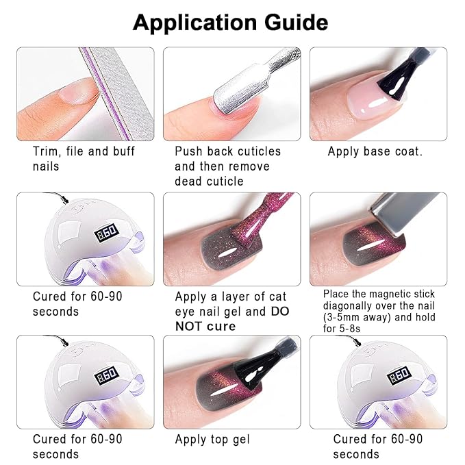 RARJSM Cat Eye Gel Nail Polish Aurora Orange Purple Multi Color Velvet Diamond Cateye Gel Polish with Magnet Stick Reflective Shimmer UV LED Curing Requires Soak Off for Home Salon Manicure 15ml