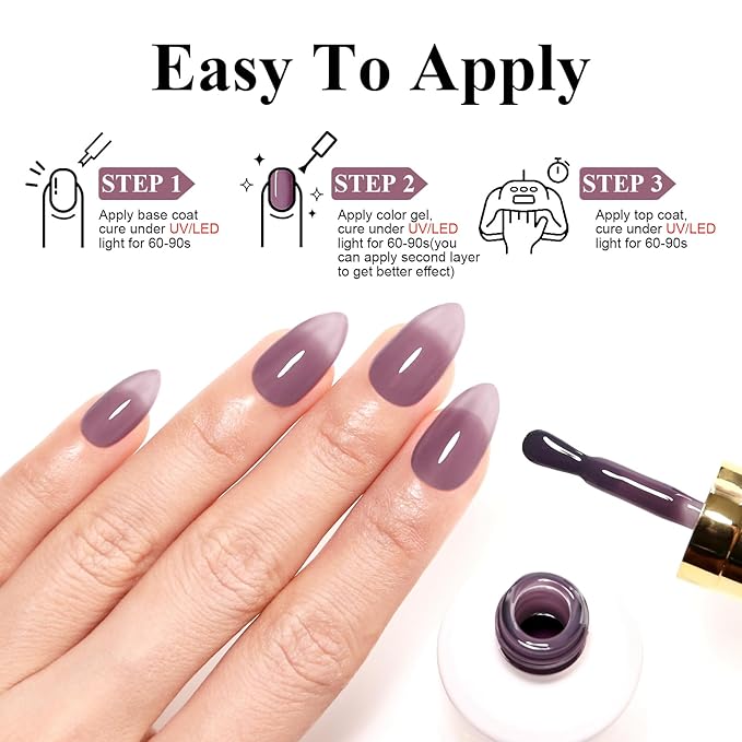 Imtiti Jelly Gel Polish: 15ML Sheer Grape Purple Jelly Gel Nail Polish - Translucent Spring/Summer Nail Art DIY Manicure