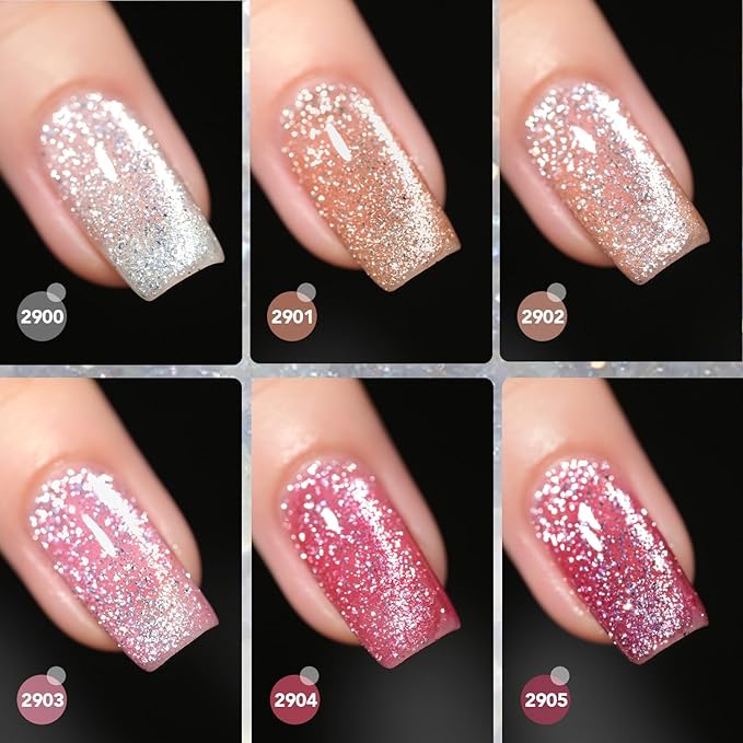 GAOY Chrome Glitter Cat Eye Gel Polish Set of 6 Colors with Free Magnet UV LED Soak Off Nail Polish Home DIY Manicure Nail Salon Varnish