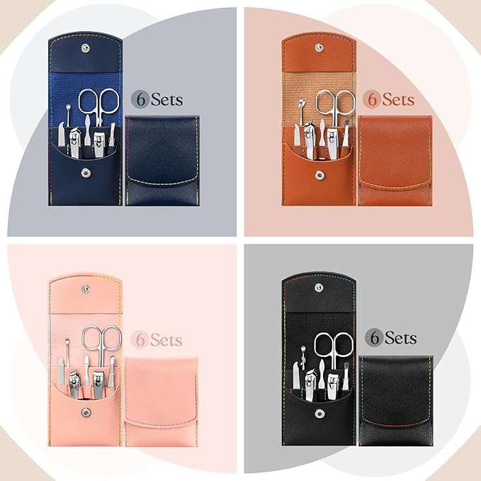 Lasnten 24 Set Christmas Manicure Set Bulk Nail Clippers Grooming Nail Kit Stainless Steel Professional Pedicure Kit Pedicure Tools with Travel Case Gifts for Xmas Men Women(7 in 1,Fresh Colors)