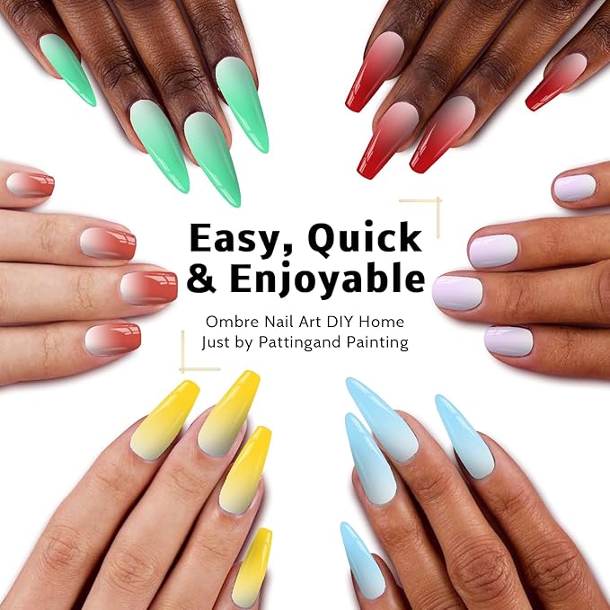 Sponge Pat Paint Nail Gel & Tools Kit, 9 Colors Ombre Nails Gradient Gel Nail Blush Blooming Aura Nails Drawing Stripper Floral Painting Nail Art, No Wipe, UV/LED Curing (9 Colors Set C)
