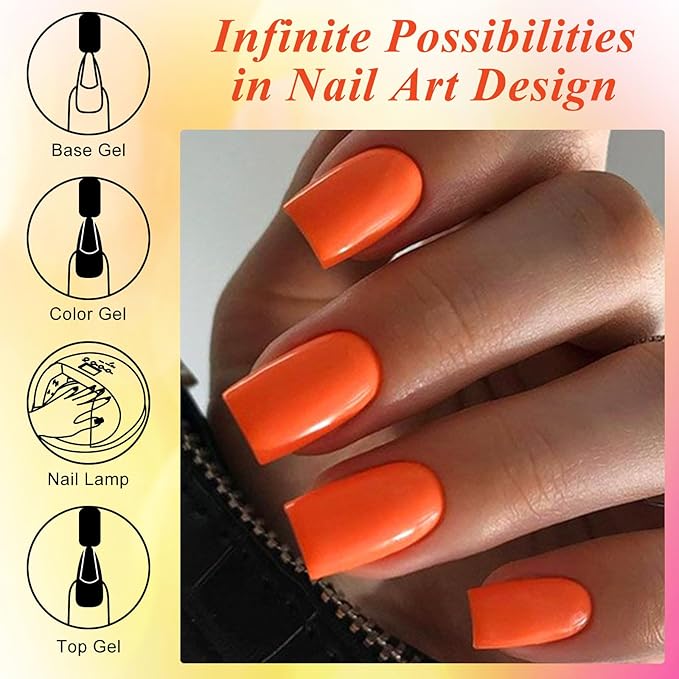 MEET ACROSS 12PCS Gel Nail Polish Set, 12 Colors Gel Nail Kit Art Design Soak Off UV LED,Nail Art Design Gifts for Women (Fall, 12PCS)