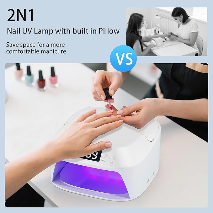 UV Gel Nail Lamp LED Nail Light Fast Dryer for Gel Polish Curing with Arm Rest Portable Handle 4 Timers Automatic Sensor Double Led Display