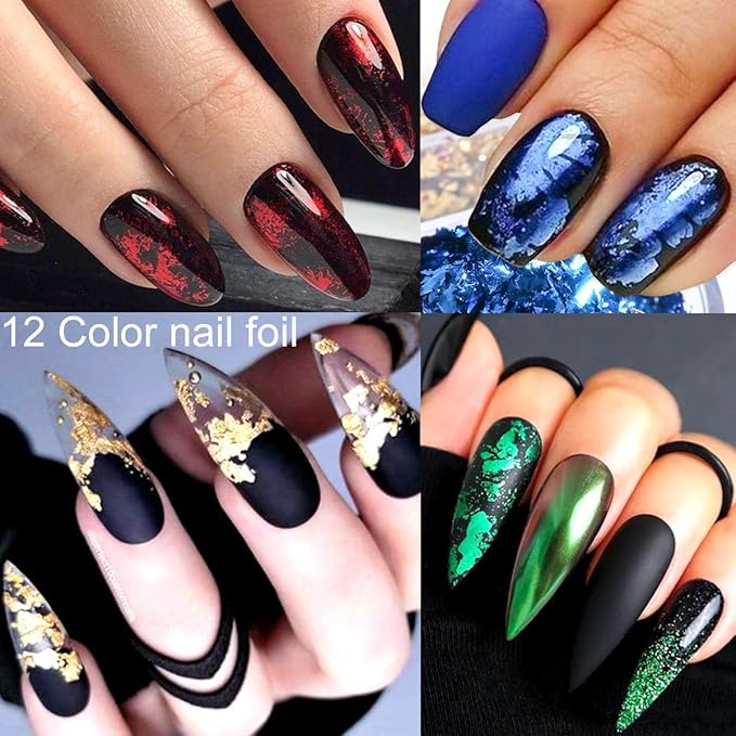 3 Boxes 36 Grids Nail Art Foil Flakes Glitter Irregular Mica Seashell Flakes,Nail Supplies Glitter Slice Colorful Marble Seashell DIY Acrylic Decorations Charms