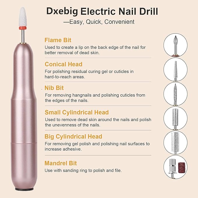 Electric Nail Drill Nail File for Acrylic Nail Gel Nail Manicure Pedicure Tools Nail Supplies for Home Salon
