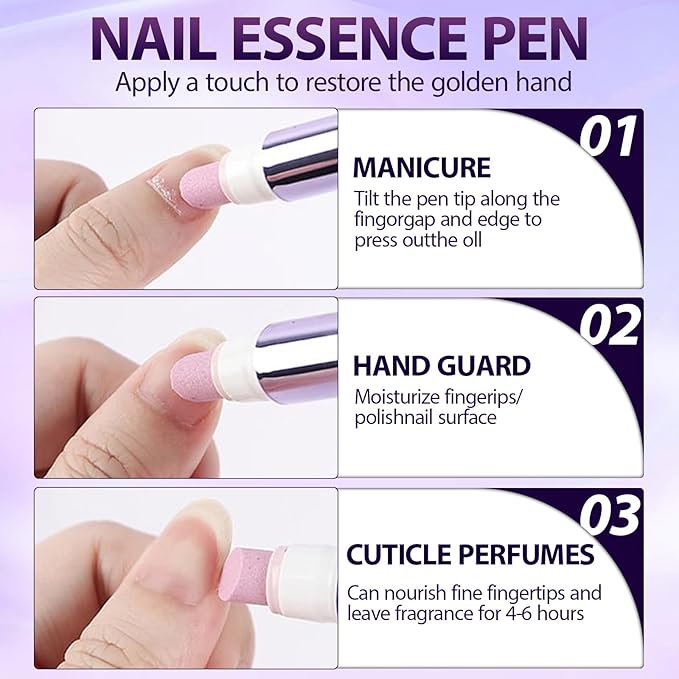 3-in-1 Cuticle Oil Pen,Cuticle Pusher Nail Oil Pen with Ceramic Tip,Dry & Damaged Nails,Nail Cuticle Remover Pen,for Moisturize Strengthen Nails(3PCS)