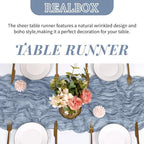 6 Pack Dusty Blue Cheesecloth Table Runner 17x108 Inch Semi Sheer Boho Gauze - Image 4