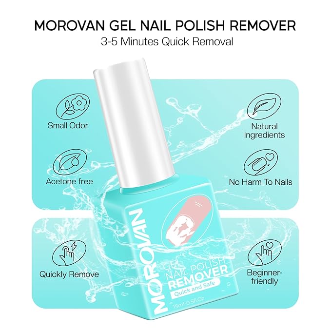 Morovan Gel Nail Polish Remover: Professional Gel Polish Remover for Nails Quickly & Easily & Effectively Remove Gel Polish in 5 Minutes No Need Soaking or Wrapping