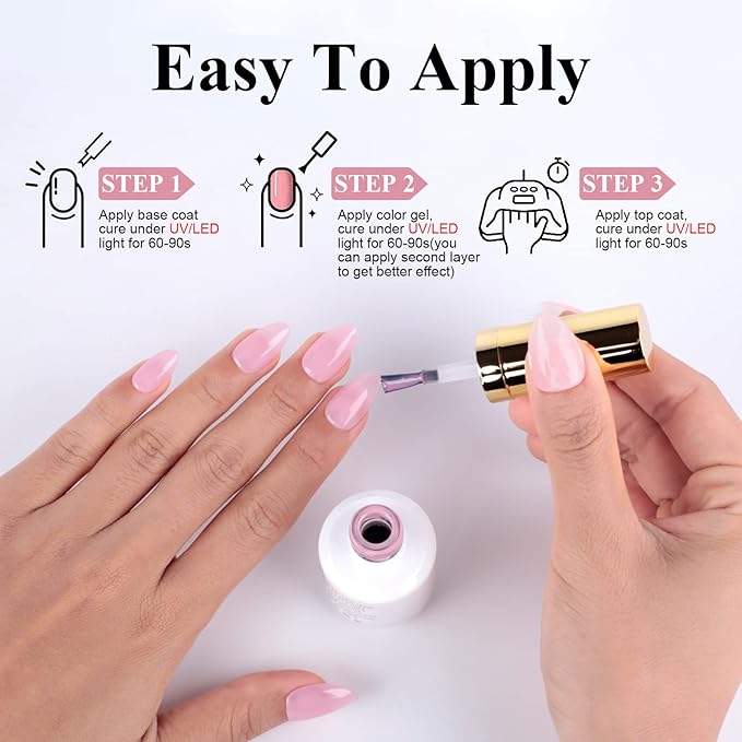 IMTITI Jelly Gel Nail Polish, 0.5 Fl Oz Pink Jelly Gel Polish DIY Nail Art Starter Kit